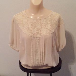 Cream blouse with Lace detail